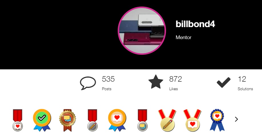 Image depicting a user profile with badges displayed.