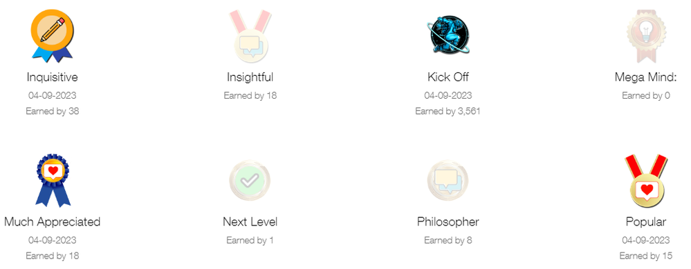 Image depicting various 3Community badges that can be obtained.