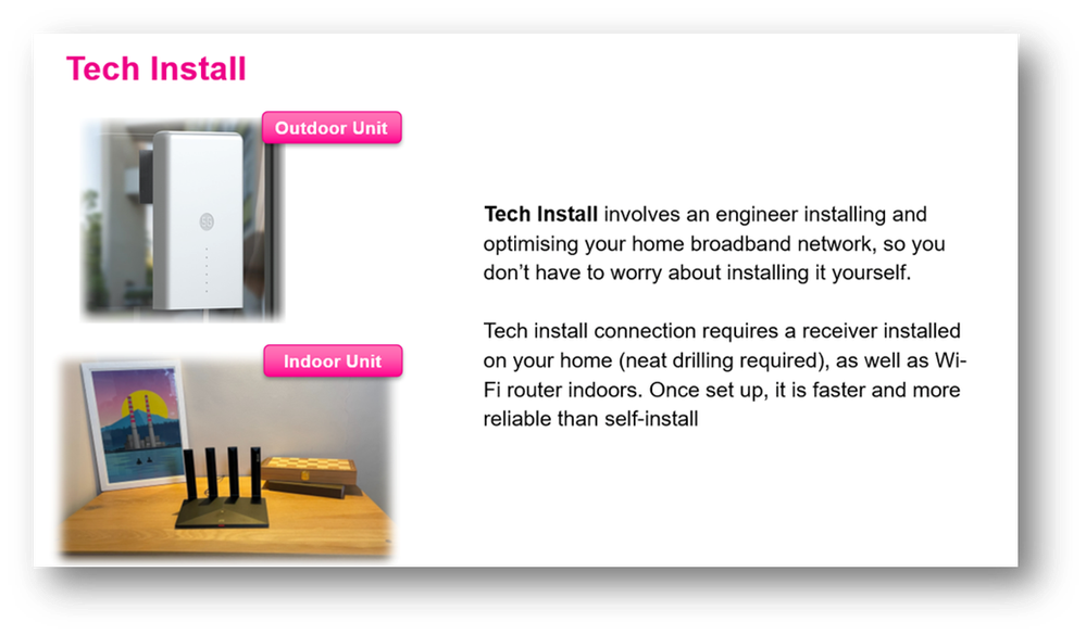 Image of indoor and outdoor tech-install broadband units.