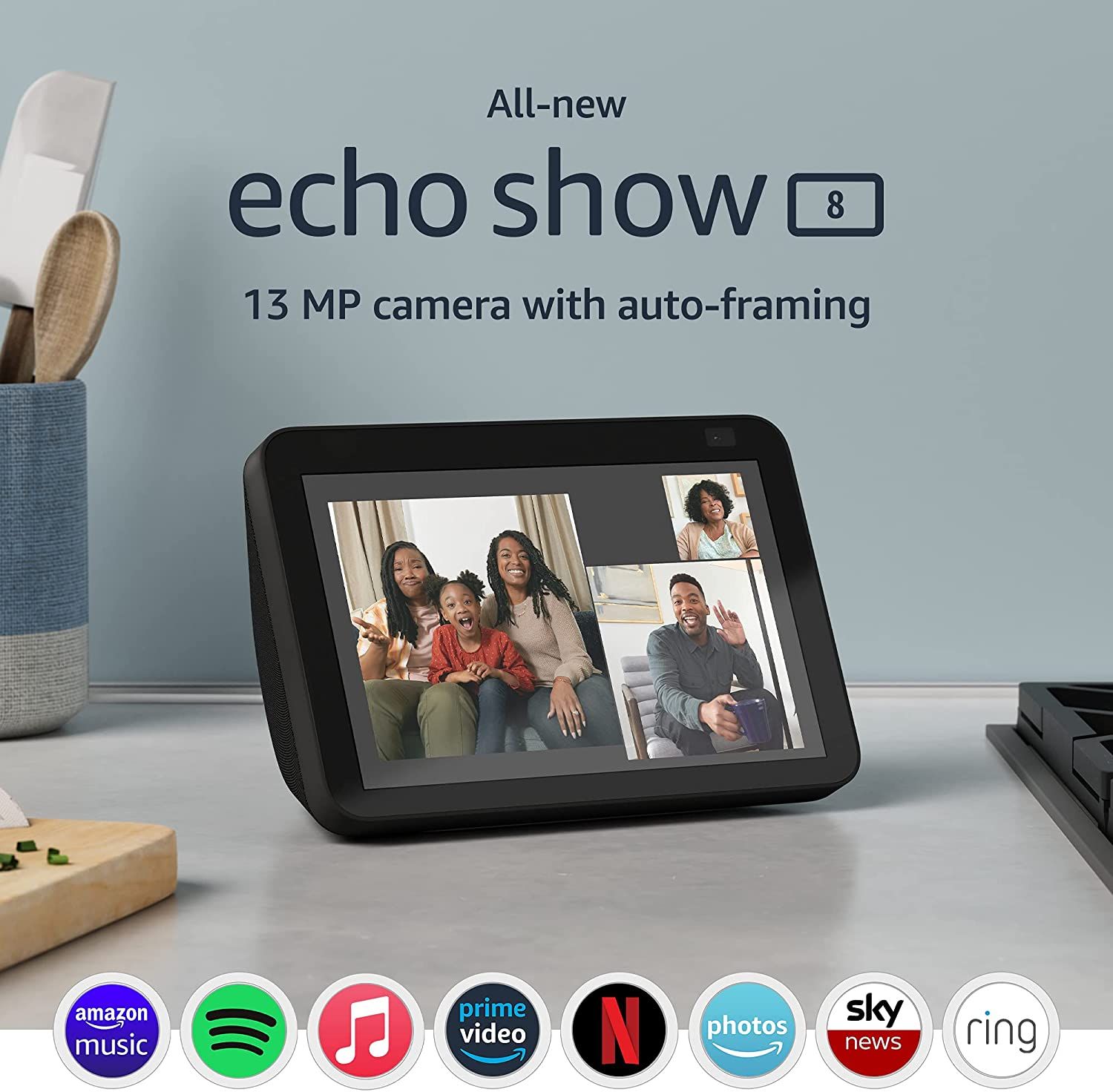 All-new Echo Show 8 (3rd Gen, 2023 release) | With Spatial Audio, Smart  Home Hub, and Alexa | Charcoal